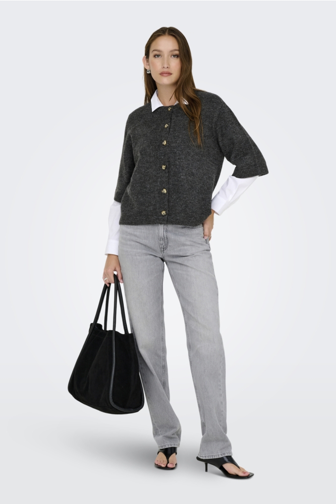 ONLCAMILLA S/S CARDIGAN KNT NOOS 15348772 DARK GREY MELANGE